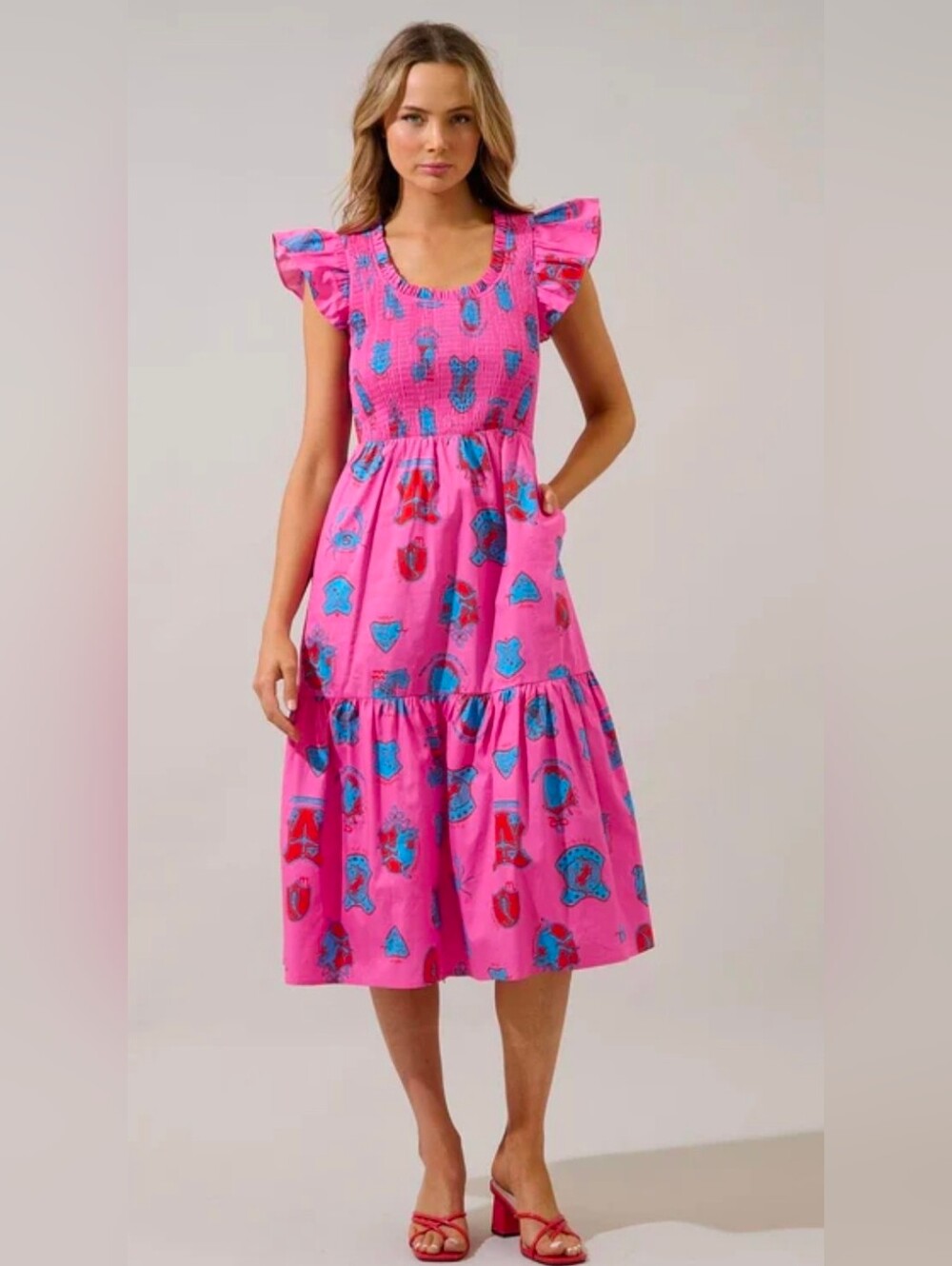Sugarlips Zodiac Smock Tiered Midi Dress